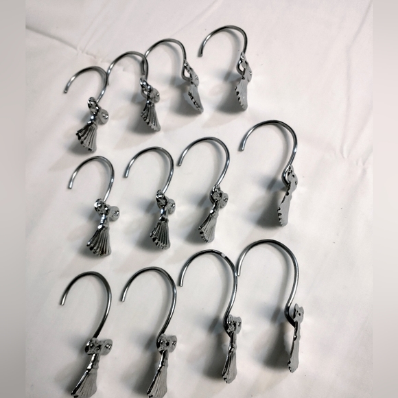Brushed Nickel Shower Curtain Hooks Set of 12 - Picture 3 of 3